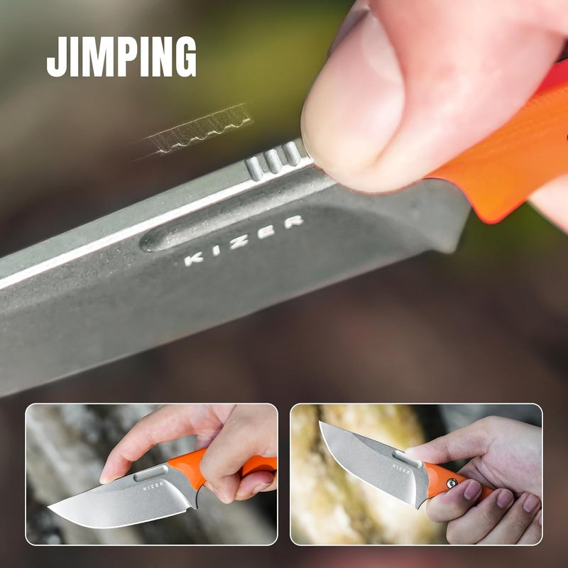 KIZER سكين كابوكس الثابتة 3.36" من فولاذ D2 سكين صيد ثابتة مقبض G10 مع غمد سكين بقاء للتخييم 1048M2 - Image 4